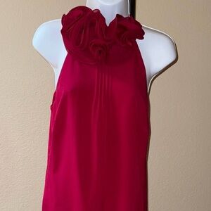 Gorgeous & Classy Ann Taylor Red Ruffled Neck Sleeveless Blouse